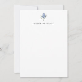 Blue Watercolor Thistle Portrait Personal Mitteilungskarte