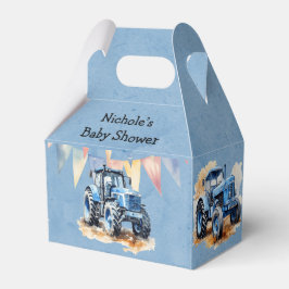 Blue Watercolor Traktor Boy Baby Dusche Geschenkschachtel