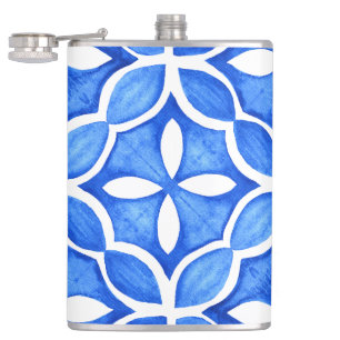 Blue Watercolor Tuscan Italienische Küche Flachmann