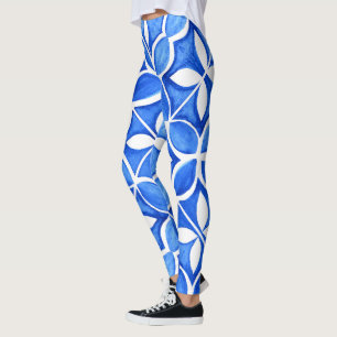 Blue Watercolor Tuscan Italienische Küche Leggings