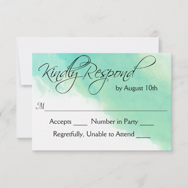 Blue Watercolor und Calligraphy Wedding RSVP Karte (Vorderseite)