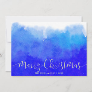 Blue Watercolor und Silver Frohe Weihnachten Foto