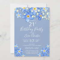 Blue Watercolor Vergessen-Me-Nots 21. Geburtstag P