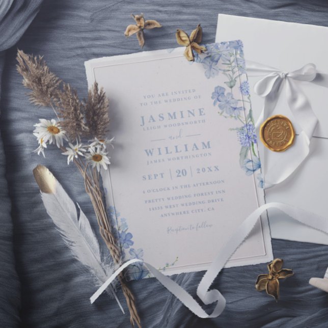 Blue Watercolor Virtual Elegant QR Code Wedding Einladung (Von Creator hochgeladen)