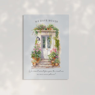 Blue Watercolor Vordertür neue Adresse Ankündigungspostkarte