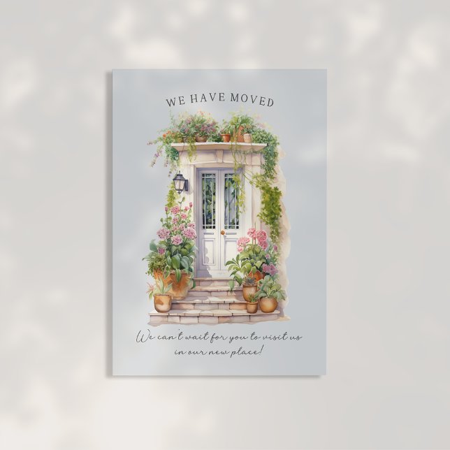 Blue Watercolor Vordertür neue Adresse Ankündigungspostkarte (Von Creator hochgeladen)