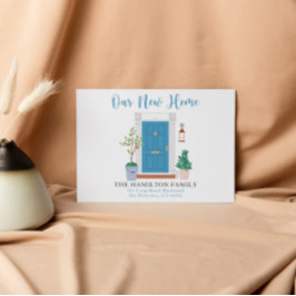 Blue Watercolor Vordertür Wir haben die Postkarte 