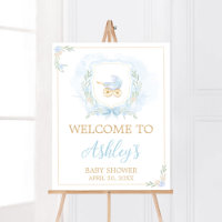 Blue Watercolor Wappen Baby Dusche Willkommen