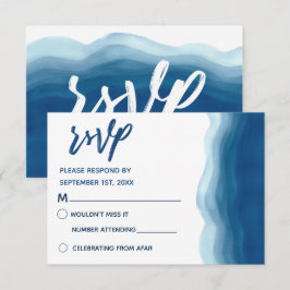 Blue Watercolor Wave | RSVP Cards Einladung