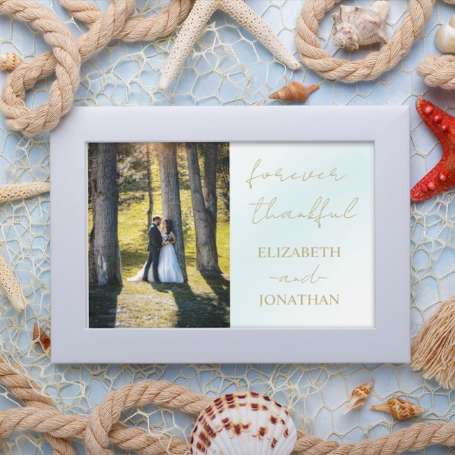 Blue Watercolor Wave Wedding Dankeskarte (Von Creator hochgeladen)