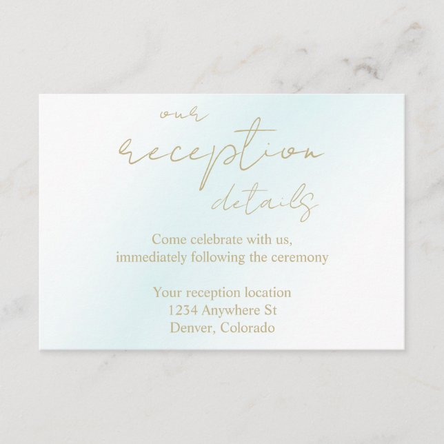 Blue Watercolor Wave Wedding Empfang Begleitkarte (Vorderseite)