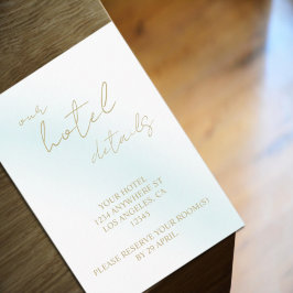 Blue Watercolor Wave Wedding Hotel Begleitkarte