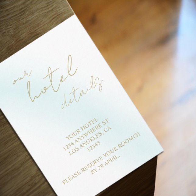 Blue Watercolor Wave Wedding Hotel Begleitkarte (Von Creator hochgeladen)