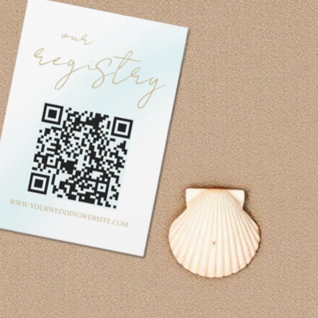 Blue Watercolor Wave Wedding Registry Begleitkarte (Von Creator hochgeladen)