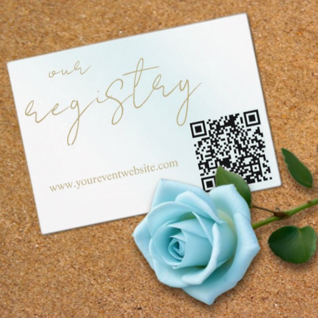 Blue Watercolor Wave Wedding Registry Begleitkarte (Von Creator hochgeladen)