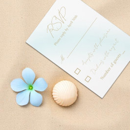 Blue Watercolor Wave Wedding RSVP Karte