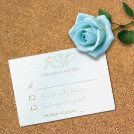 Blue Watercolor Wave Wedding RSVP Karte