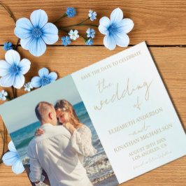 Blue Watercolor Wave Wedding Save The Date