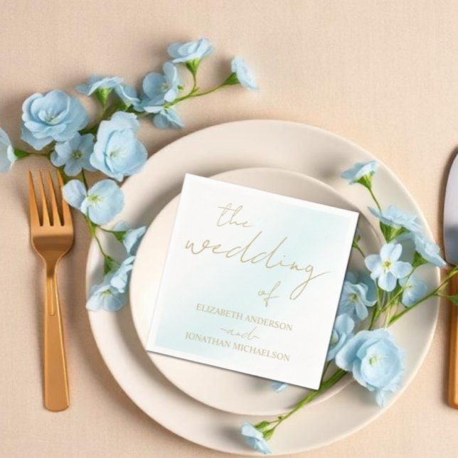 Blue Watercolor Wave Wedding Serviette (Von Creator hochgeladen)