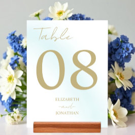 Blue Watercolor Wave Wedding Tischnummer
