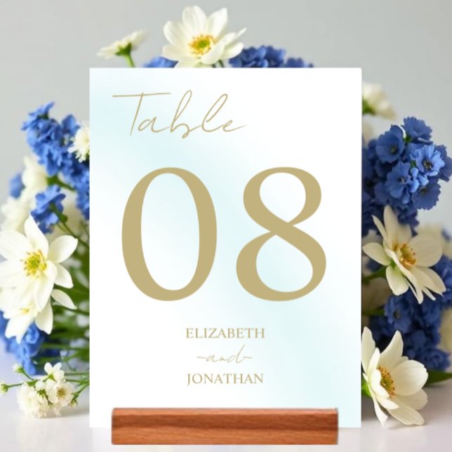 Blue Watercolor Wave Wedding Tischnummer (Von Creator hochgeladen)