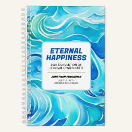 Blue Watercolor Waves Eternal Happiness Convention Notizbuch