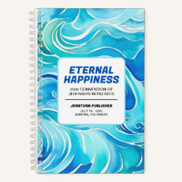Blue Watercolor Waves Eternal Happiness Convention Notizbuch