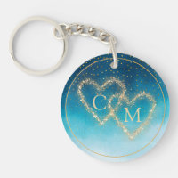 Blue Watercolor Waves mit Monogramm Hochzeit