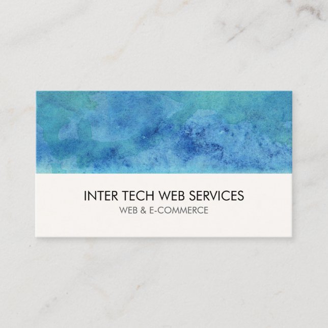 Blue Watercolor Web Design Business Card Visitenkarte (Vorderseite)