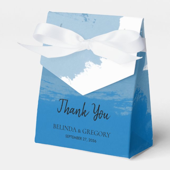 Blue Watercolor Wedding Geschenkschachtel (Vorderseite)