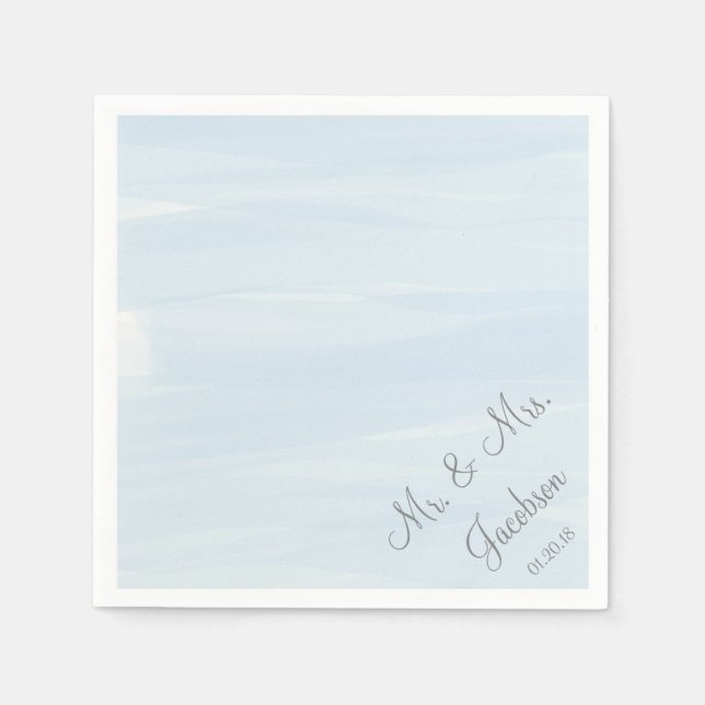 Blue Watercolor Wedding Napkins Serviette (Vorderseite)