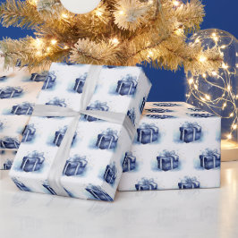 Blue Watercolor Weihnachtsgeschenk Geschenkpapier