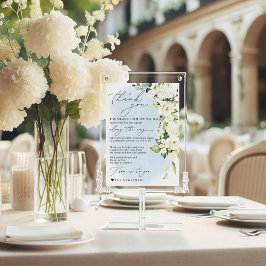 Blue Watercolor White Rose Minimalistisch Napkin V Menükarte