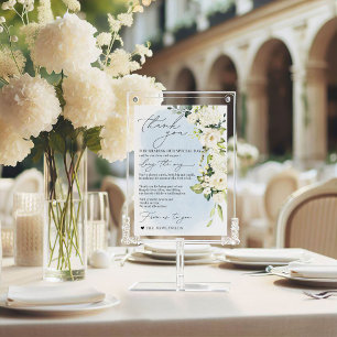 Blue Watercolor White Rose Minimalistisch Napkin V Menükarte