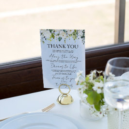 Blue Watercolor White Rose Wedding Vielen Dank