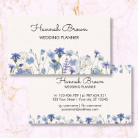 Blue Watercolor Wildblume Garden Business Card