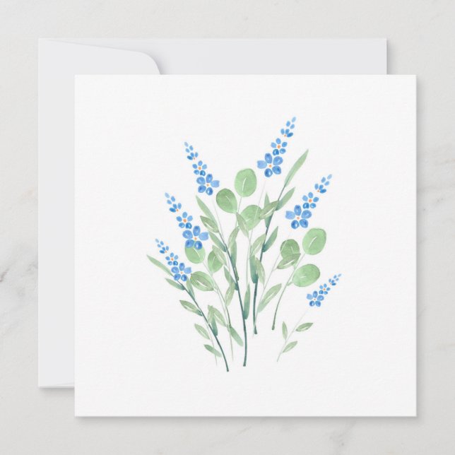 Blue Watercolor Wildblumen Bouquet Mitteilungskarte (Vorderseite)