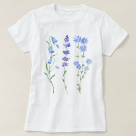 Blue Watercolor-Wildblumen T-Shirt