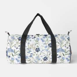 Blue Watercolor Wildflower Duffle Bag