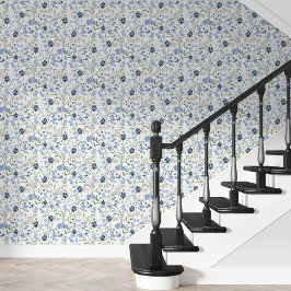 Blue Watercolor Wildflower Tapete