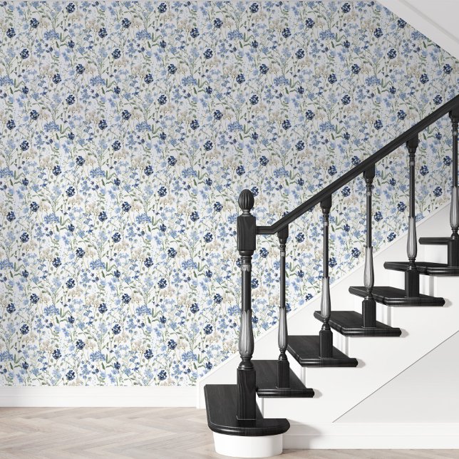 Blue Watercolor Wildflower Tapete (Von Creator hochgeladen)