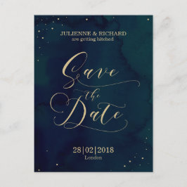 Blue Watercolor Winter Save the Date Postkarte