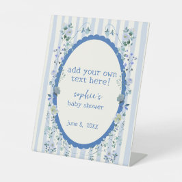 Blue Watercolor Wreath individuell anpassbare Baby Sockelschild