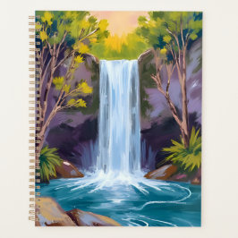 Blue Waterfall | Forest Landscape Nature Painting Planer