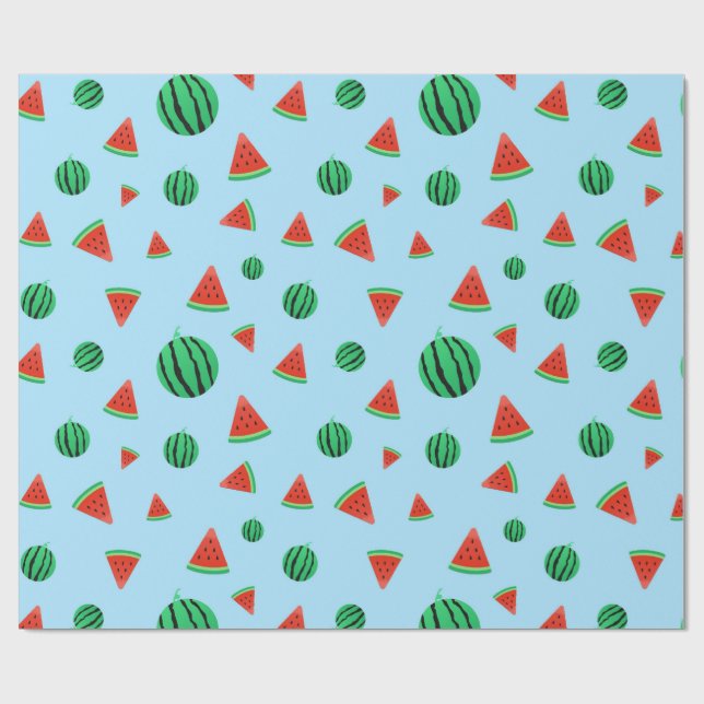 Blue Watermelon Wrapping Paper Geschenkpapier (Flach)