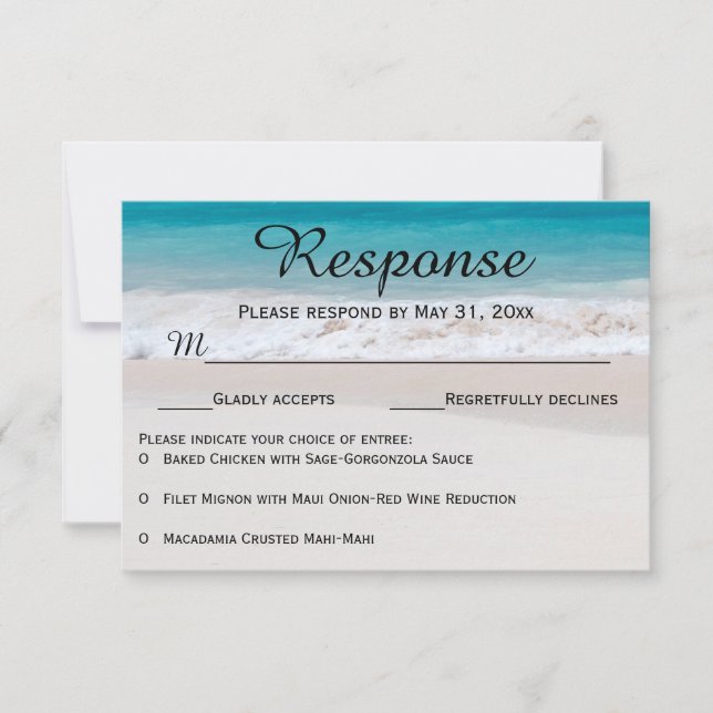 Blue Waters White Sand UAWG Response Cards RSVP Karte (Vorderseite)