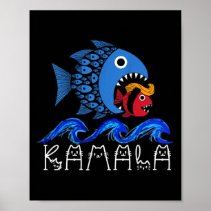 Blue Wave 2024 Funny Big Fish Little Fish Trum Poster