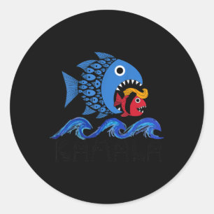Blue Wave 2024 Funny Big Fish Little Fish Trum Runder Aufkleber