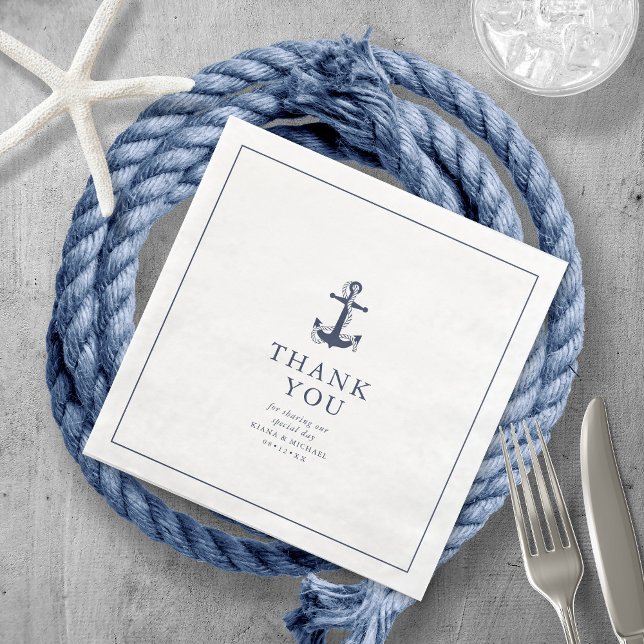 Blue Wave Anchor Wedding Danke, V2 ID836 Serviette (Von Creator hochgeladen)