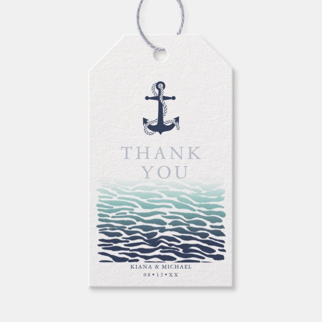 Blue Wave Anchor Wedding Danke Wave ID836 Geschenkanhänger (Vorderseite)